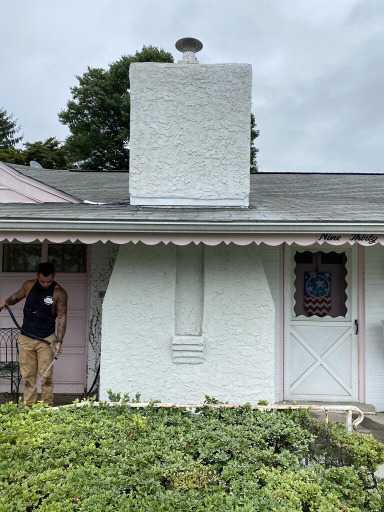 front of chimney